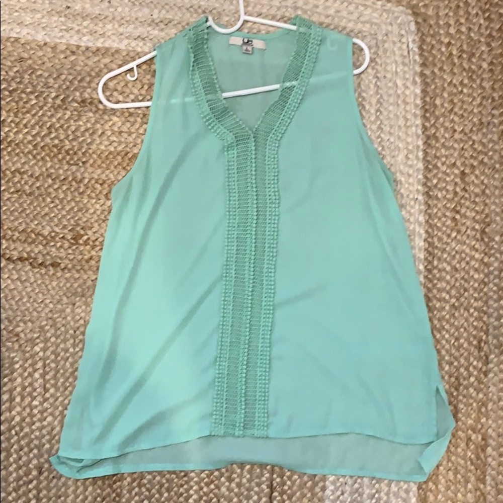 Silky mint green sleeveless top